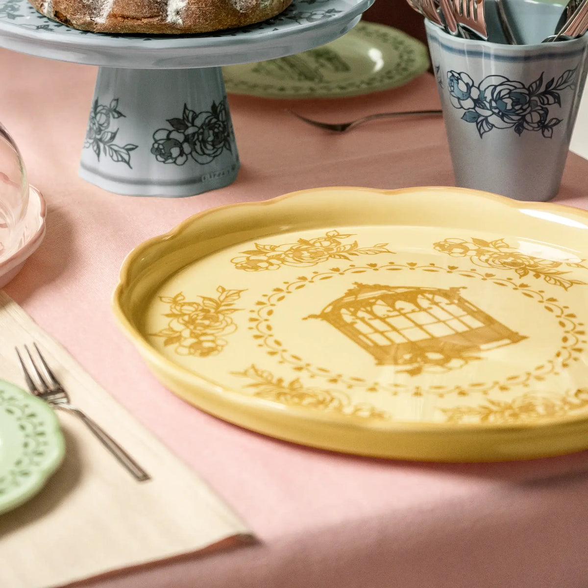 JOSEPHINE / Large Round Tray : Dusty Green