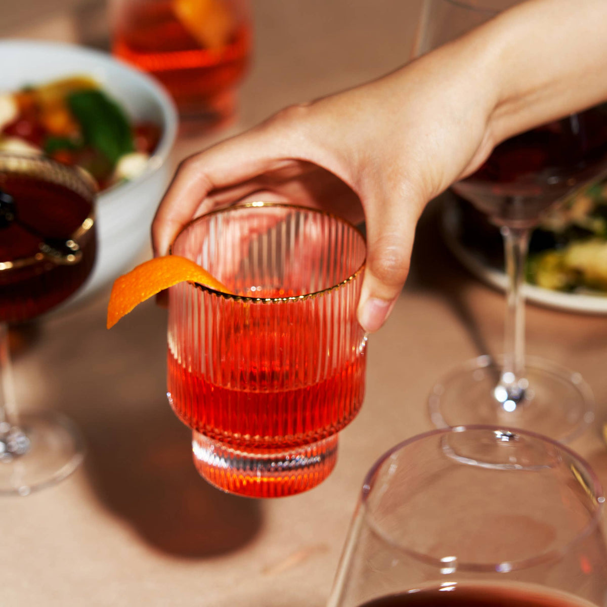 Deco Meridian Gold Rimmed Whiskey Crystal Tumblers