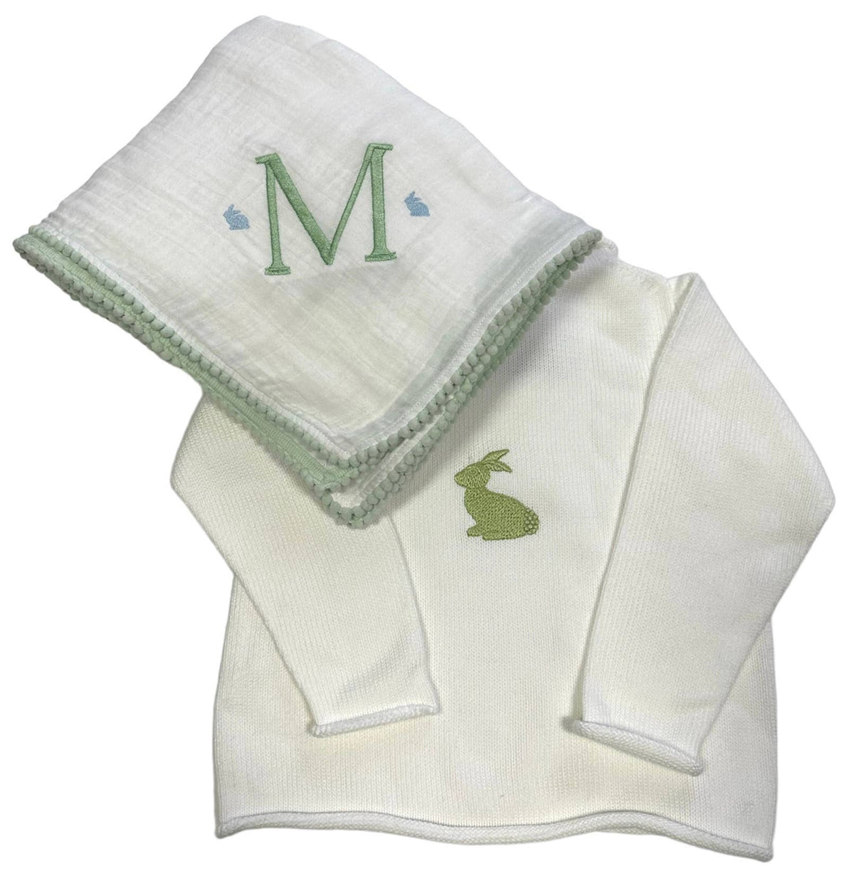 6033 - Cotton Muslin Swaddle Blanket: Denim/White