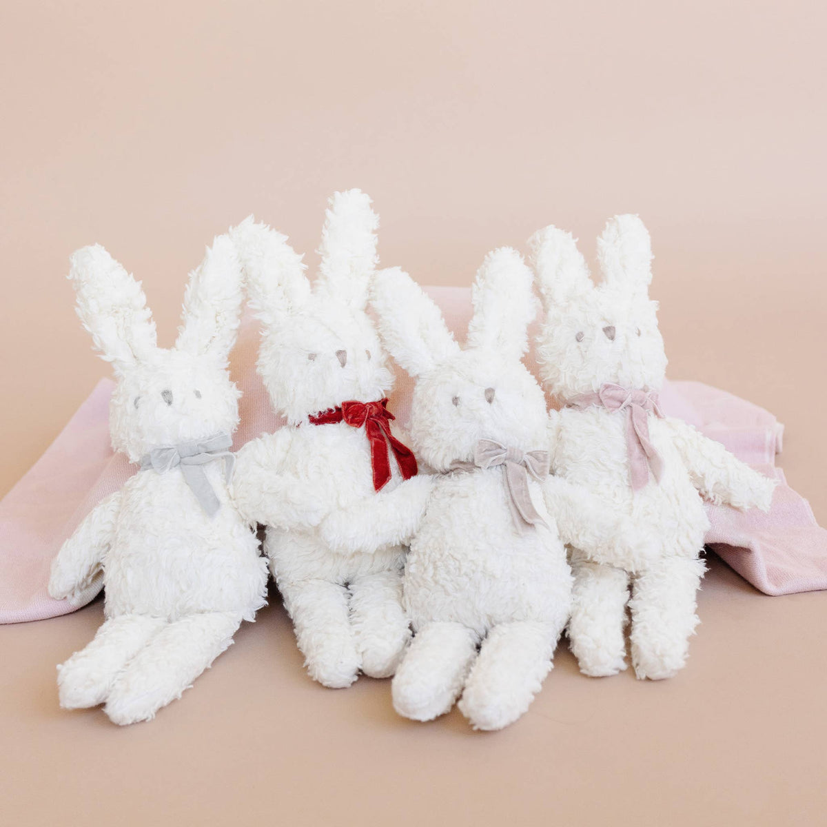 Plush Bunny Taupe Velvet Bow Baby Kid Organic Neutral: Taupe Bow