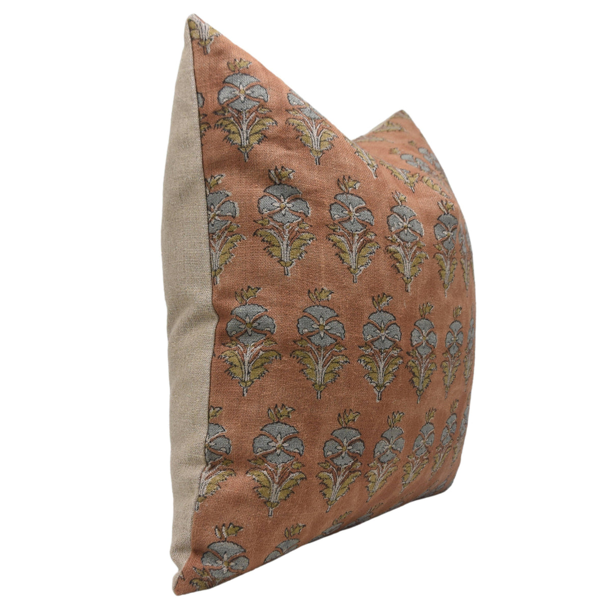 Stylish Block Print Thick Linen Pillow Cover - Mor Mukut: Thick Linen / One Side Print / 18x18 Inch