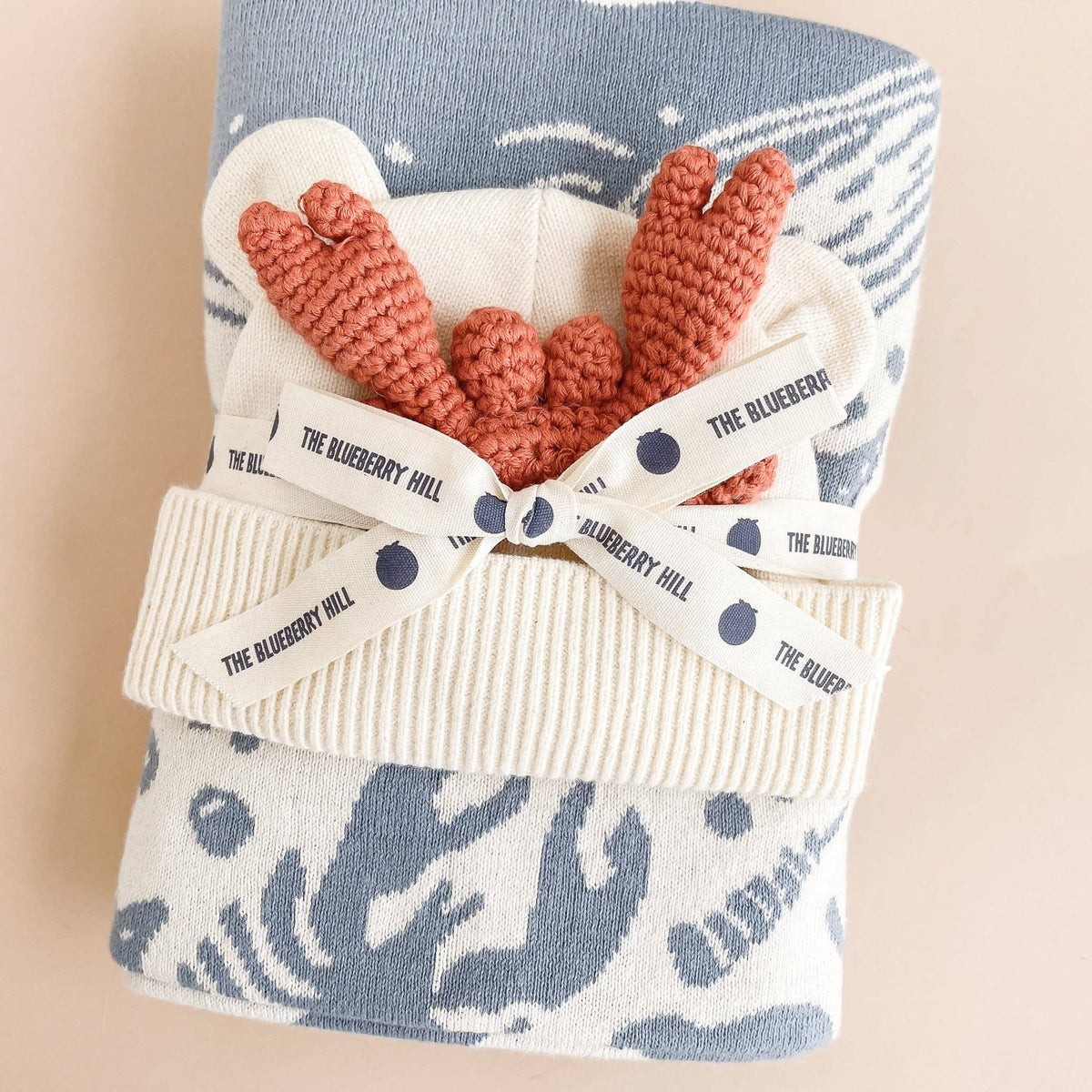 Set Nautical Blanket Crab Teether Cotton Baby Gift Ocean