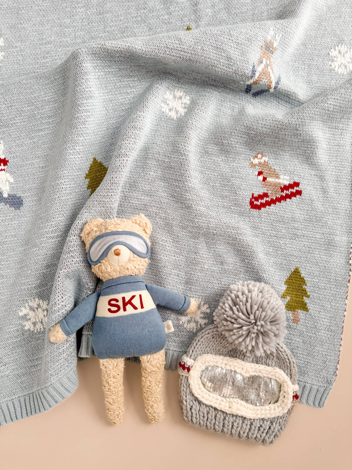Plush Bear Ski Baby Kids Toy Organic Holiday Gift Winter