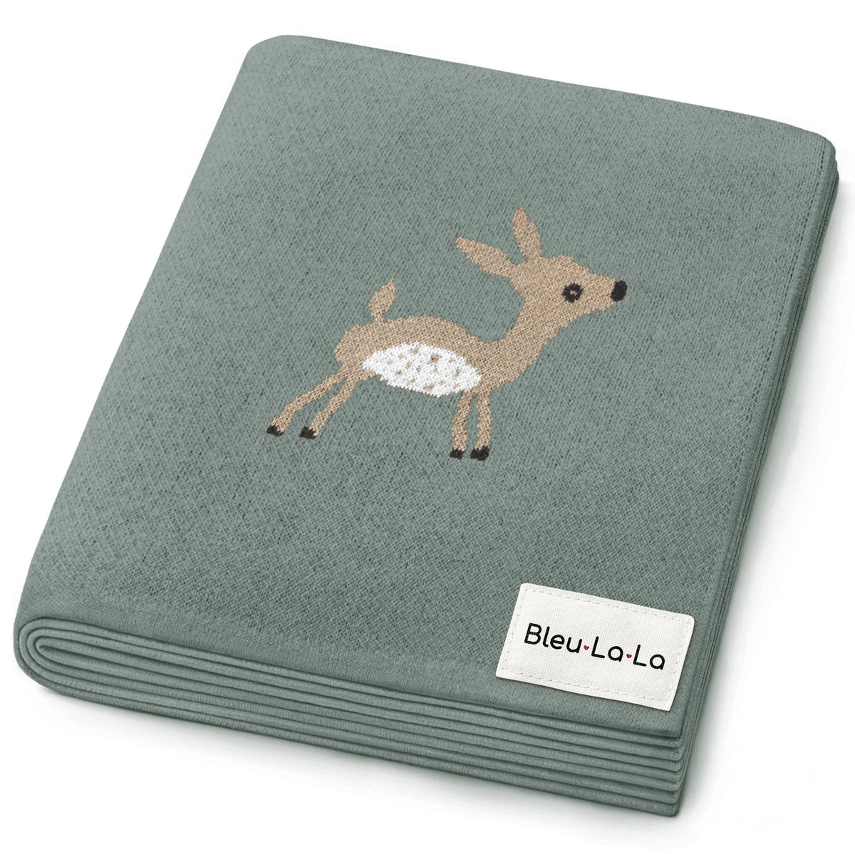 100% Luxury Cotton Receiving Swaddle Baby Blanket - Deer: Deer-Blue