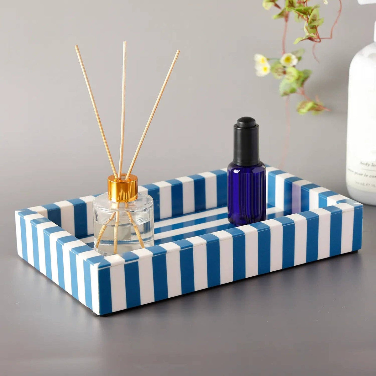 Blue Ivory Resin Inlay Vanity Tray 10x6