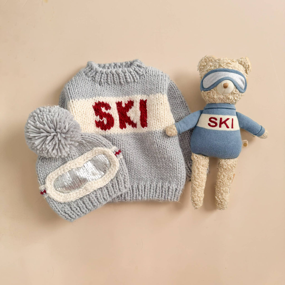 Plush Bear Ski Baby Kids Toy Organic Holiday Gift Winter