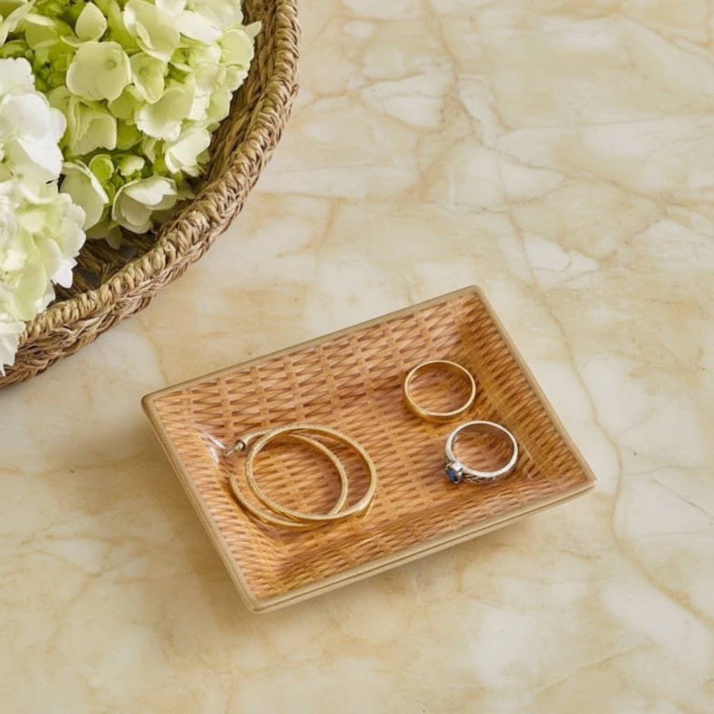 Rattan Enameled Landry Tray: Brown