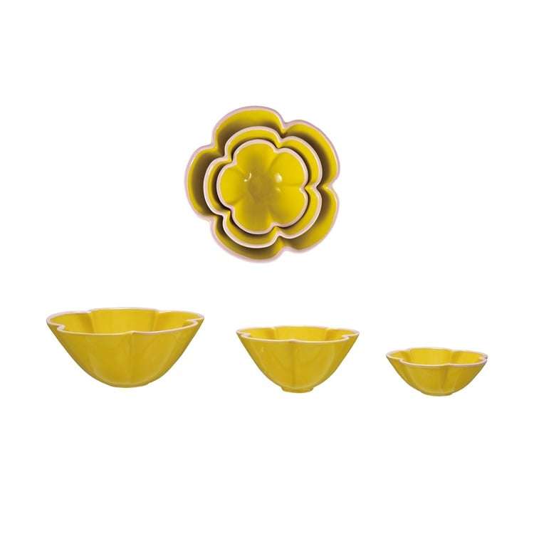 Stoneware Flower Shaped Nesting Bowl Medium