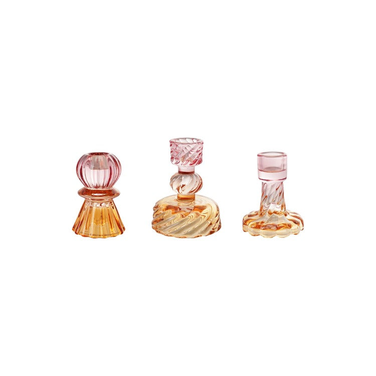 Glass Taper Holder, Blush Color & Yellow