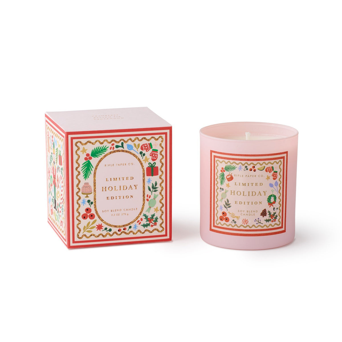 Holly Jolly Nutcracker Holiday 9oz Glass Candle