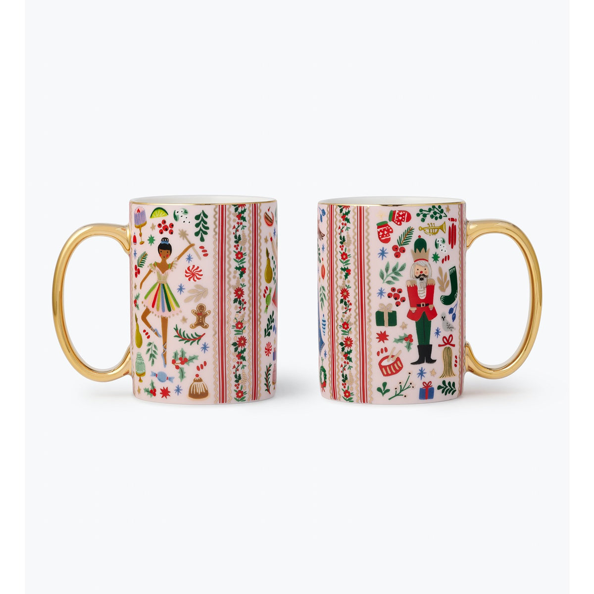 Holly Jolly Nutcracker Porcelain Mug Set of 2