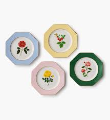 Roses Porcelain Dessert Plate Set of 4