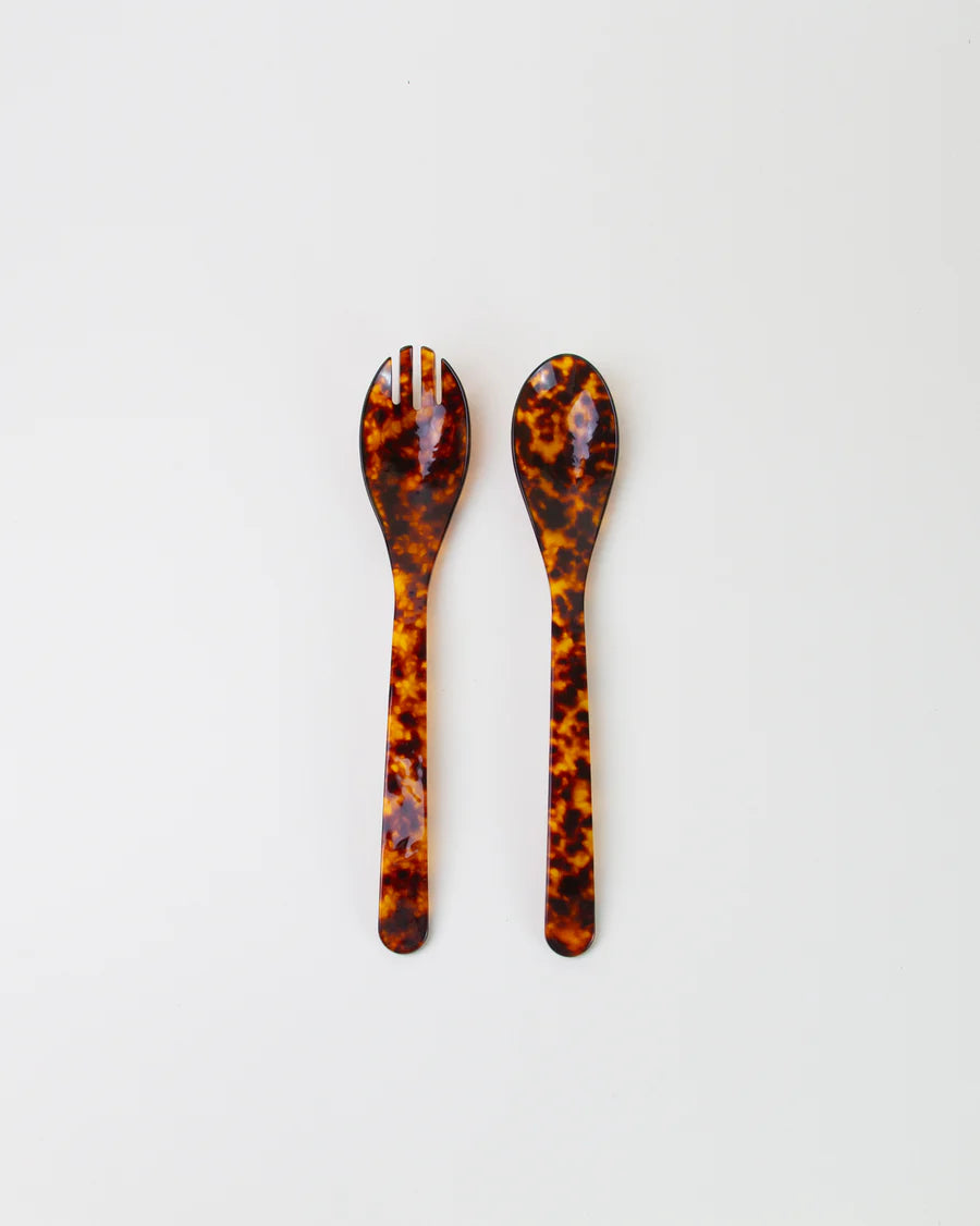 Resin Swirl Salad Servers Tortoise
